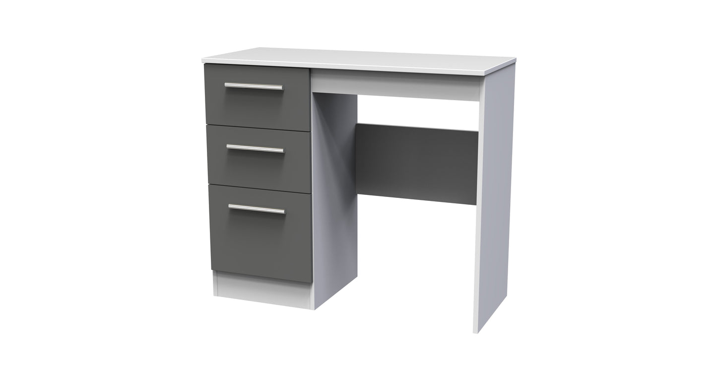Contrast Desk Grey & White 3 Drawers 90cm