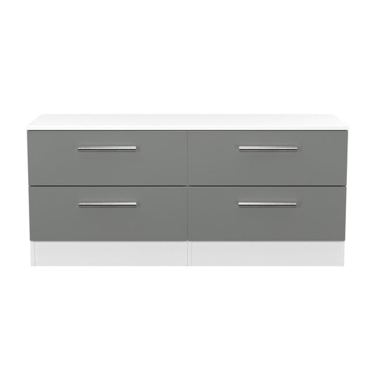Contrast Large Chest of Drawers Grey & White 4 Drawers 110cm