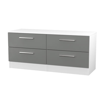 Contrast Large Chest of Drawers Grey & White 4 Drawers 110cm