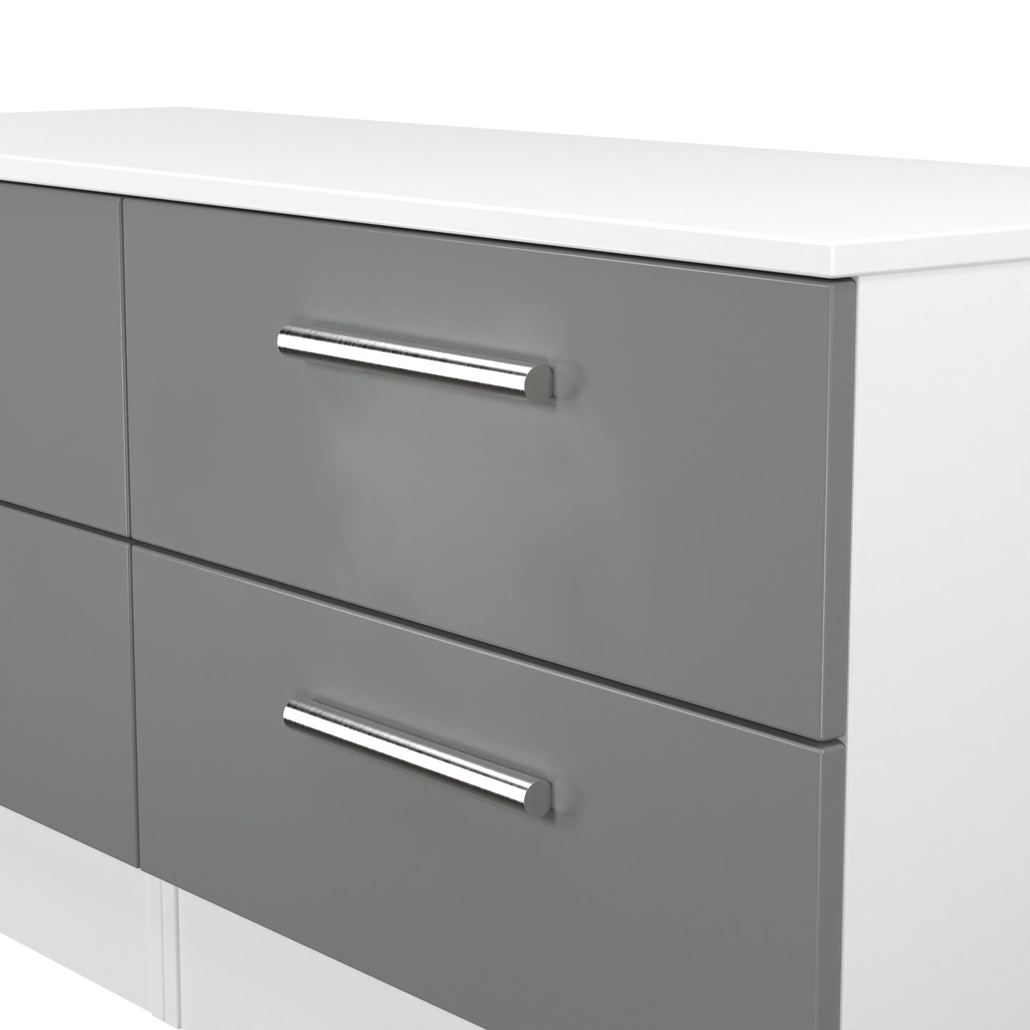 Contrast Large Chest of Drawers Grey & White 4 Drawers 110cm