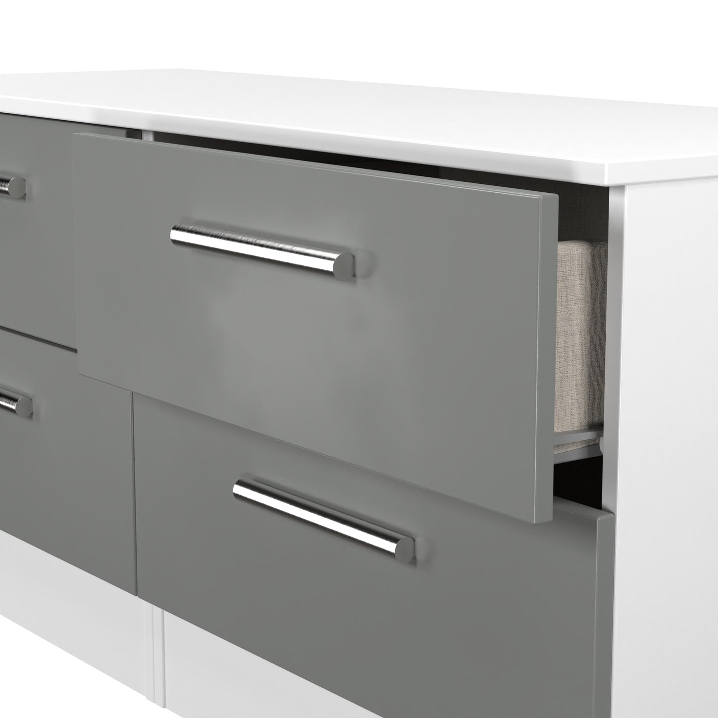 Contrast Large Chest of Drawers Grey & White 4 Drawers 110cm
