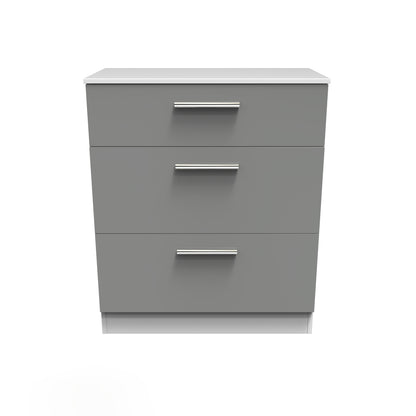 Contrast Chest of Drawers Grey & White 3 Drawers 39cm