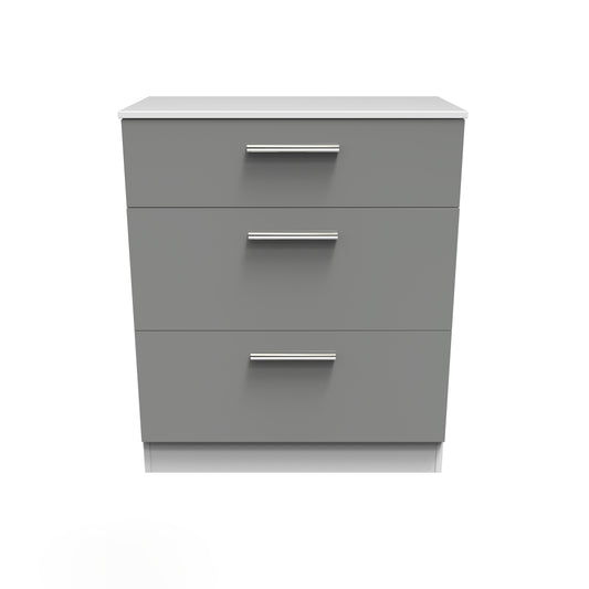 Contrast Chest of Drawers Grey & White 3 Drawers 39cm