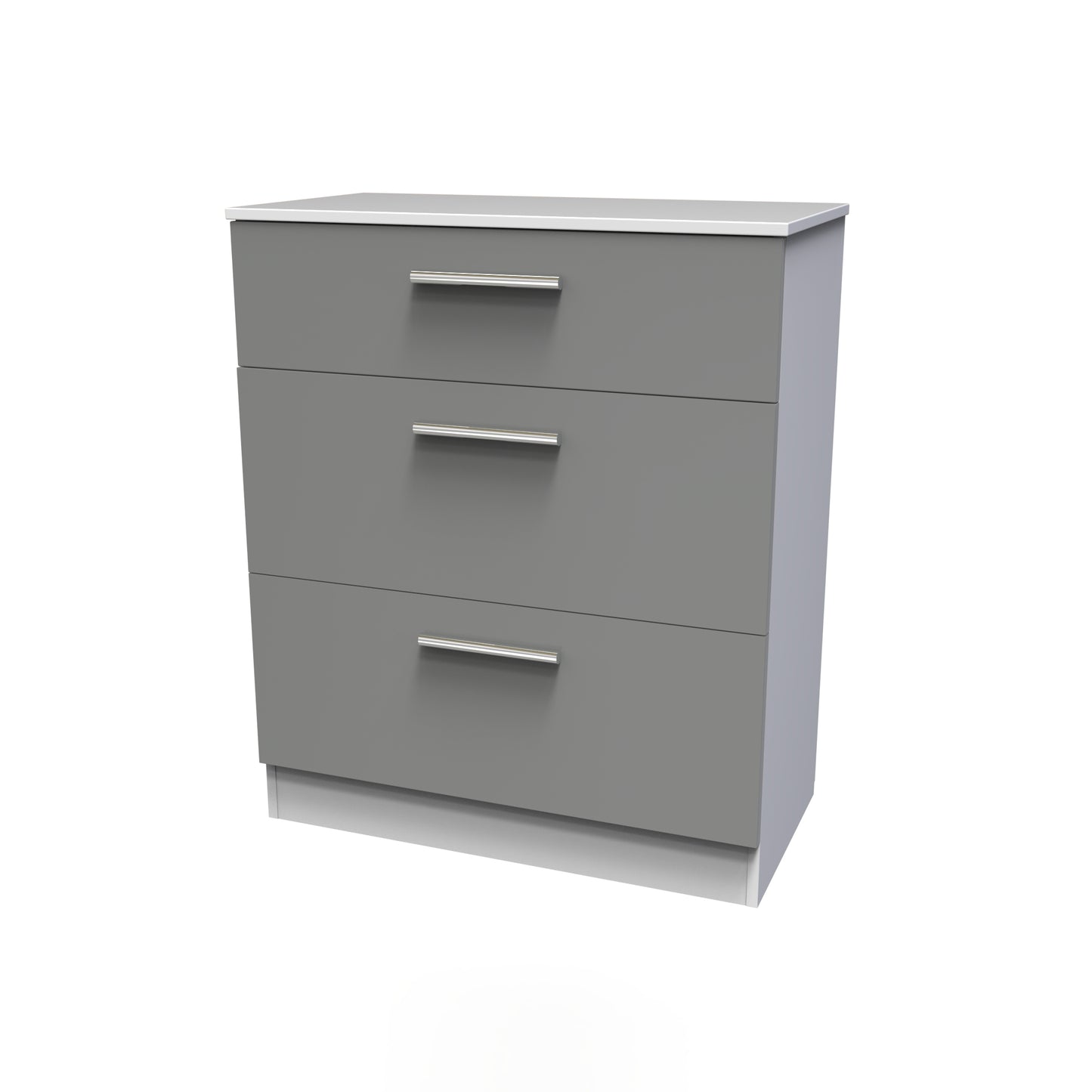 Contrast Chest of Drawers Grey & White 3 Drawers 39cm