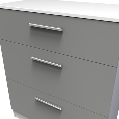 Contrast Chest of Drawers Grey & White 3 Drawers 39cm