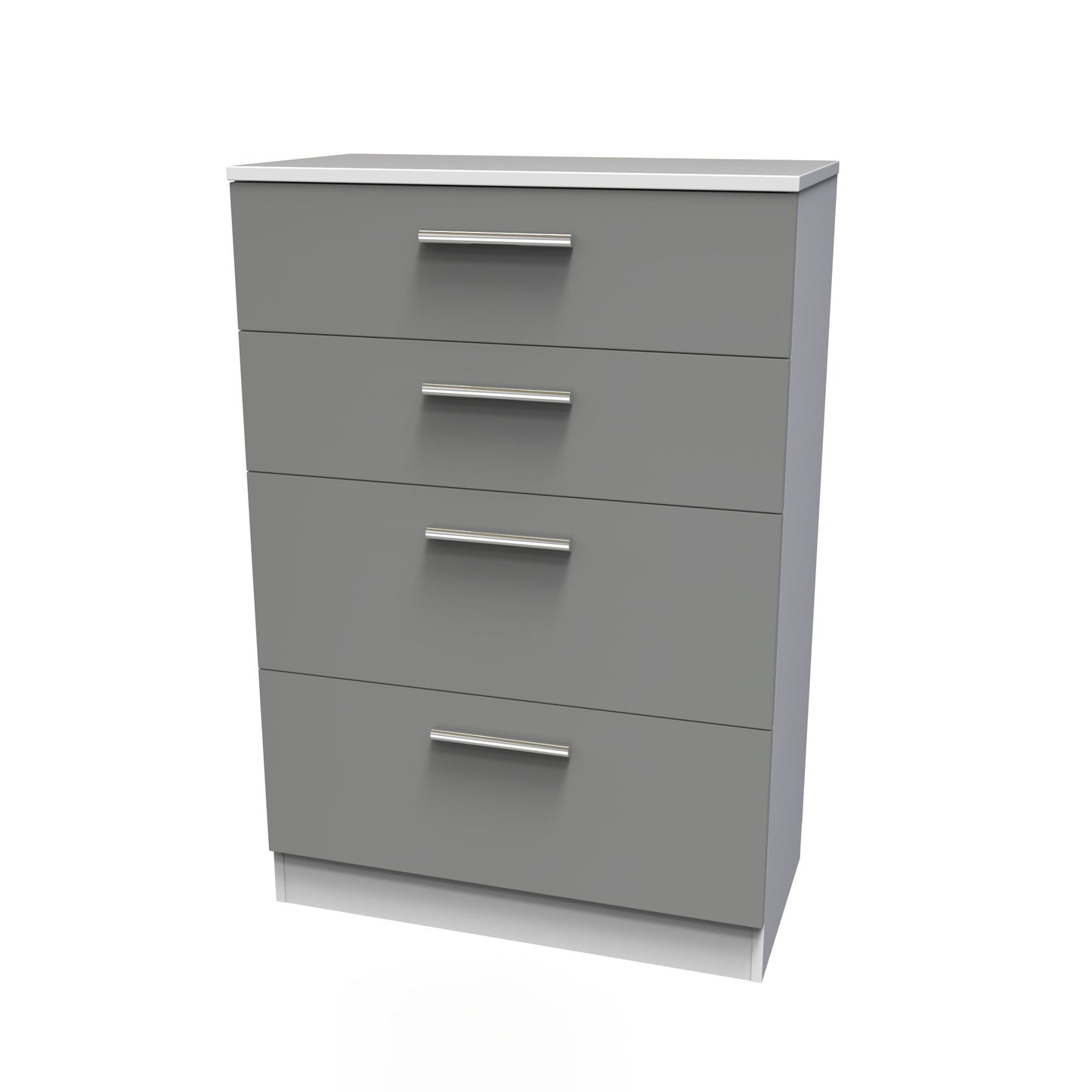 Contrast Tall Chest of Drawers Grey & White 4 Drawers 108cm