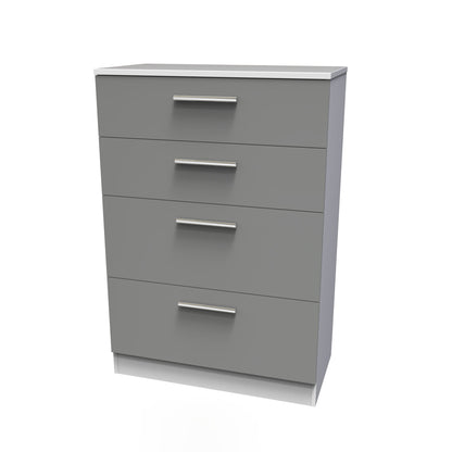 Contrast Tall Chest of Drawers Grey & White 4 Drawers 108cm
