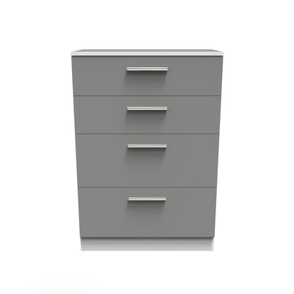 Contrast Tall Chest of Drawers Grey & White 4 Drawers 108cm