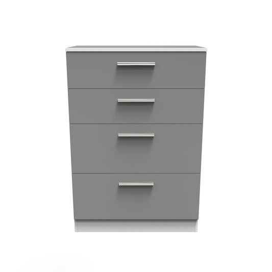 Contrast Tall Chest of Drawers Grey & White 4 Drawers 108cm