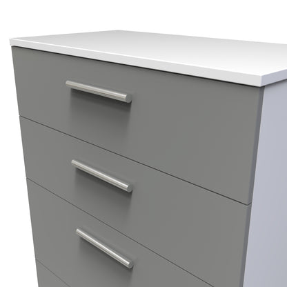 Contrast Tall Chest of Drawers Grey & White 4 Drawers 108cm