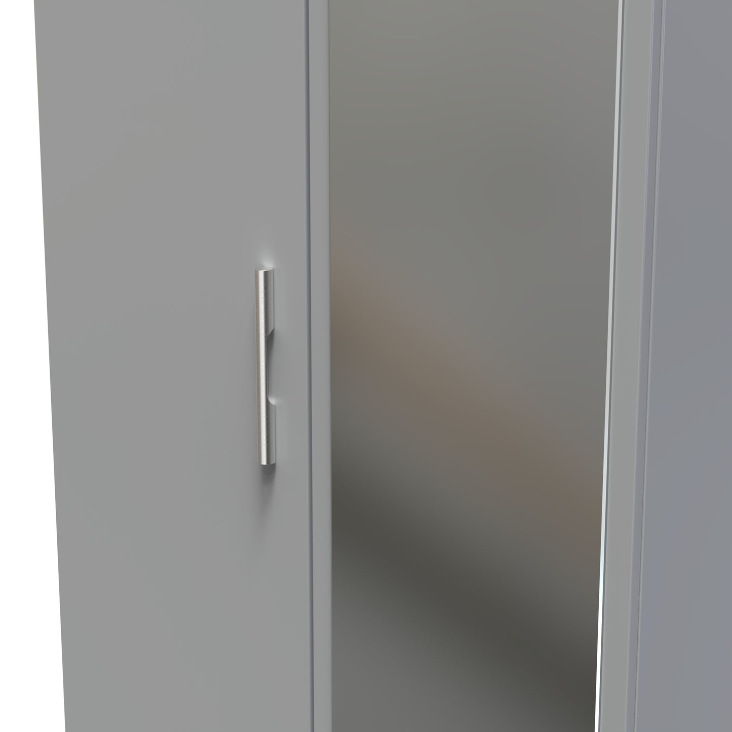 Contrast Tall Mirror Wardrobe Grey 2 Doors 1 Shelf 182cm
