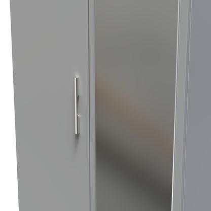 Contrast Tall Mirror Wardrobe Grey 2 Doors 1 Shelf 182cm