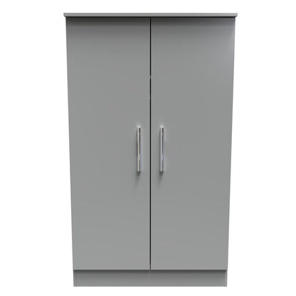 Contrast Tall Wardrobe Grey 2 Doors 1 Shelf 126cm