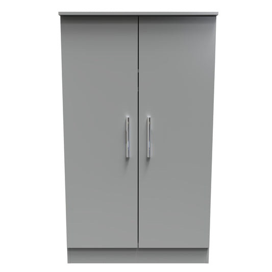 Contrast Tall Wardrobe Grey 2 Doors 1 Shelf 126cm