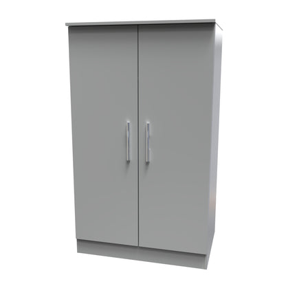Contrast Tall Wardrobe Grey 2 Doors 1 Shelf 126cm
