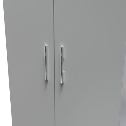 Contrast Tall Wardrobe Grey 2 Doors 1 Shelf 126cm