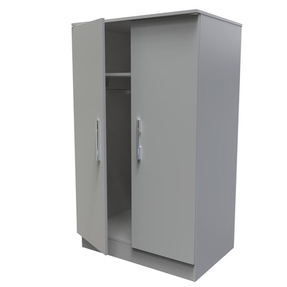 Contrast Tall Wardrobe Grey 2 Doors 1 Shelf 126cm