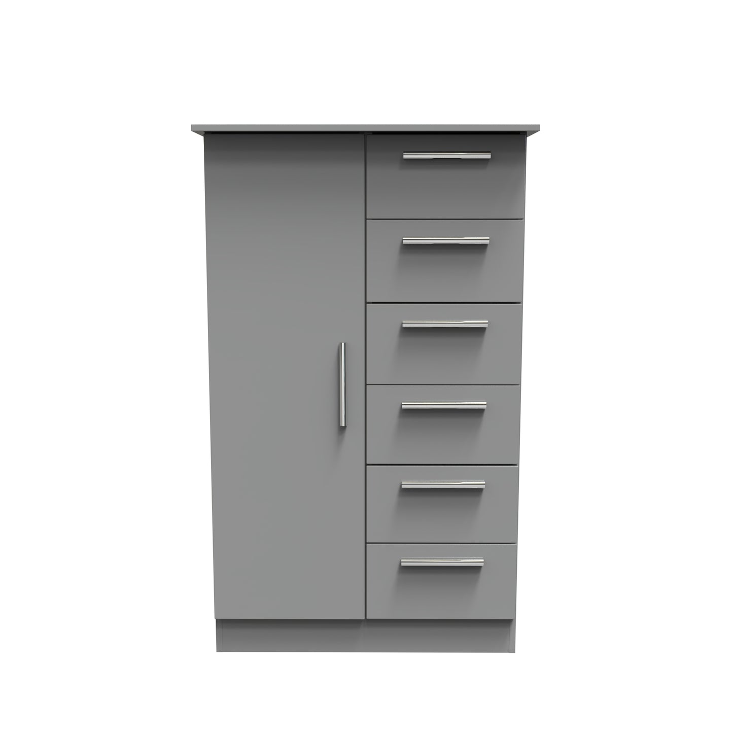 Contrast Tall Wardrobe Grey 1 Door 1 Shelf 5 Drawers 126cm