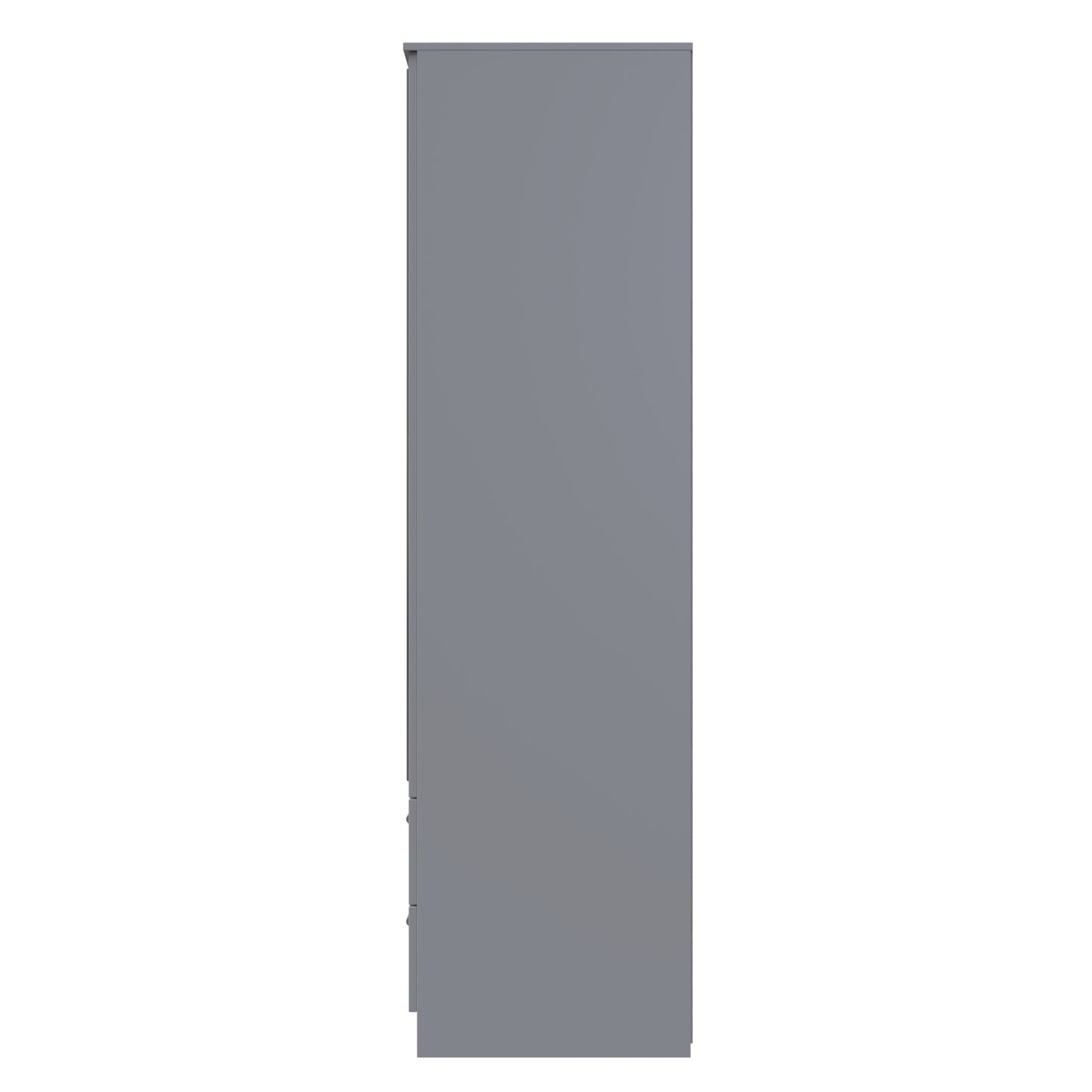 Contrast Tall Mirror Wardrobe Grey 2 Doors 2 Drawers 182cm