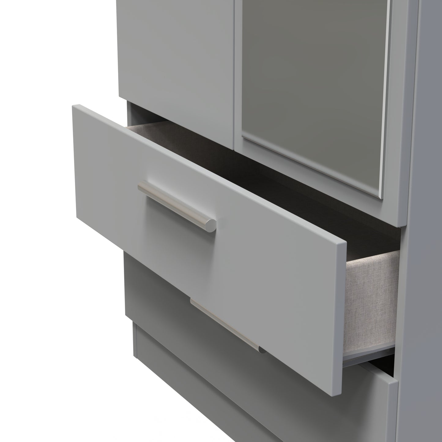Contrast Tall Mirror Wardrobe Grey 2 Doors 2 Drawers 182cm