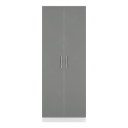 Contrast Tall Wardrobe Grey & White 2 Doors 196cm