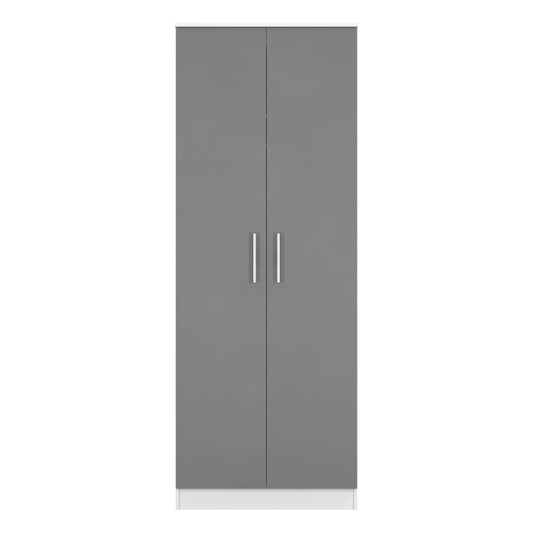 Contrast Tall Wardrobe Grey & White 2 Doors 196cm