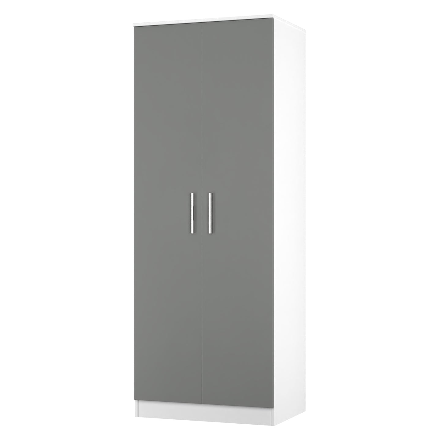 Contrast Tall Wardrobe Grey & White 2 Doors 196cm