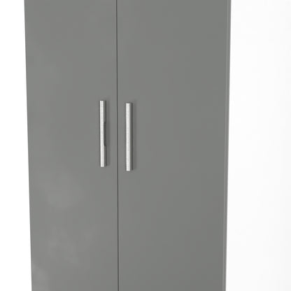 Contrast Tall Wardrobe Grey & White 2 Doors 196cm