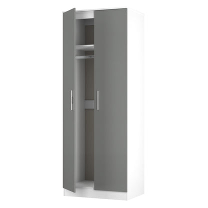 Contrast Tall Wardrobe Grey & White 2 Doors 196cm
