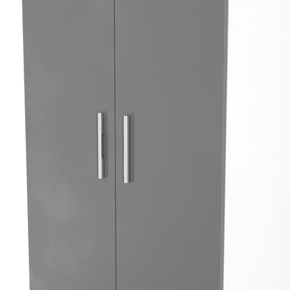 Contrast Tall Wardrobe Grey & White 2 Doors 2 Drawers 196cm
