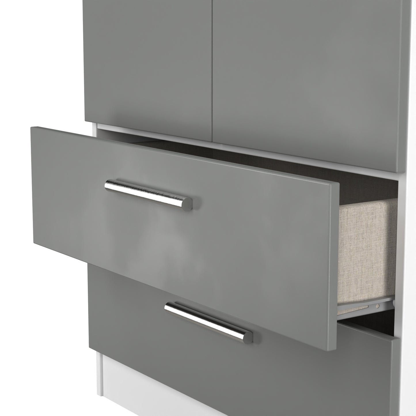 Contrast Tall Wardrobe Grey & White 2 Doors 2 Drawers 196cm