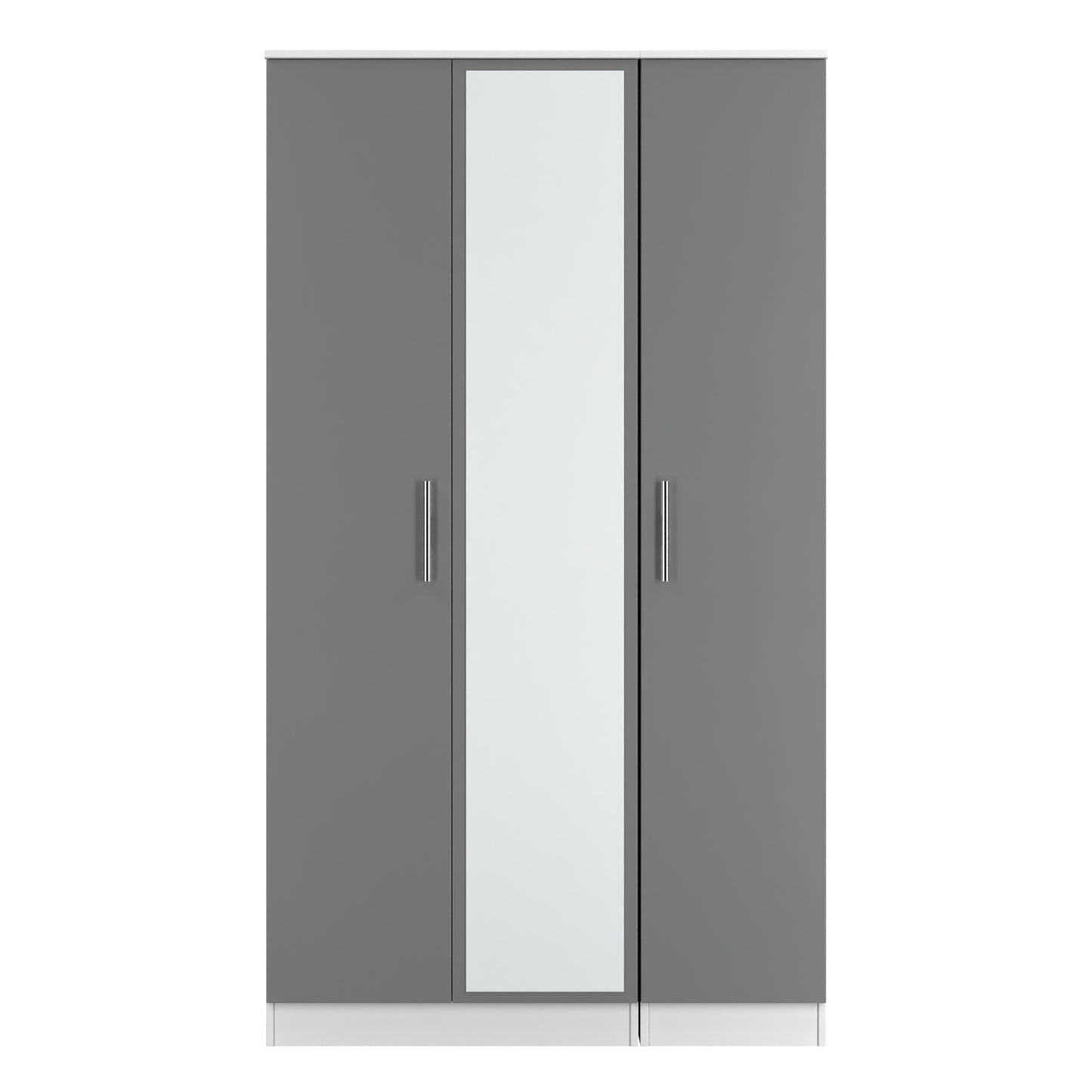 Contrast Tall Mirror Wardrobe Grey & White 2 Shelves 196cm