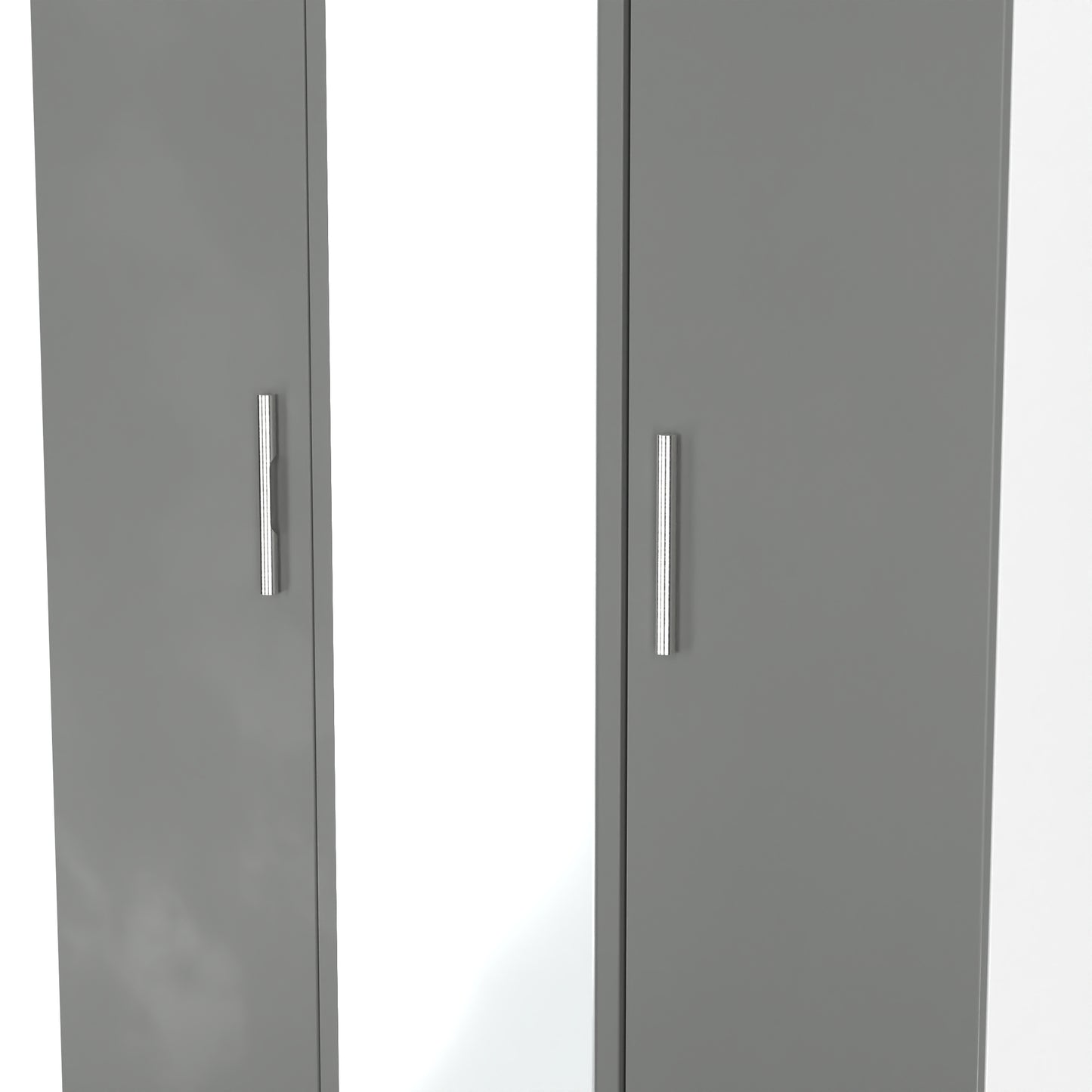 Contrast Tall Mirror Wardrobe Grey & White 2 Shelves 196cm