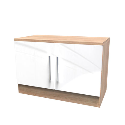 Contrast TV Unit White & Oak 2 Doors 74cm