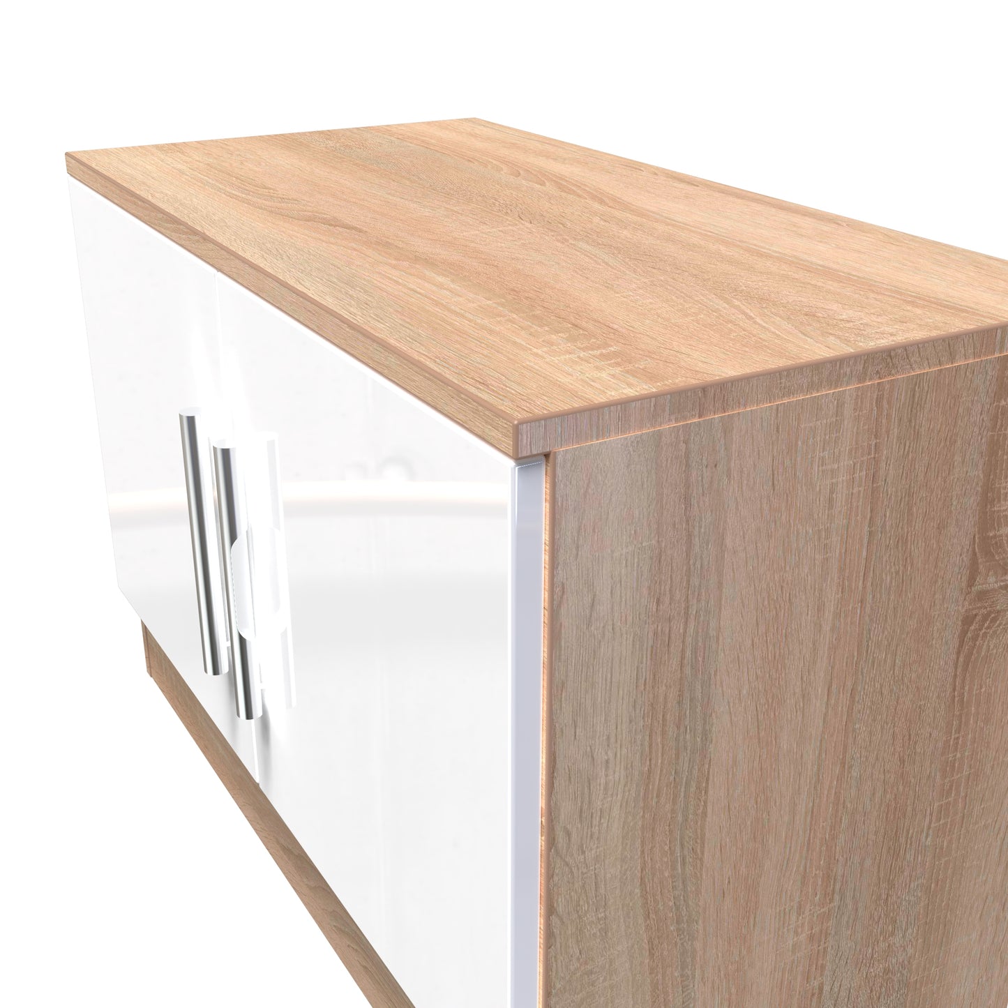 Contrast TV Unit White & Oak 2 Doors 74cm