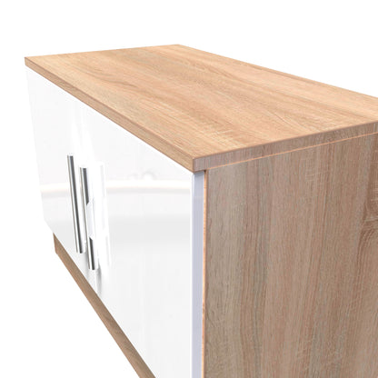 Contrast TV Unit White & Oak 2 Doors 74cm