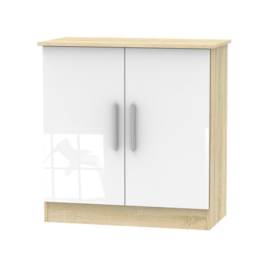 Contrast Cabinet White & Oak 2 Doors 1 Shelf 79cm