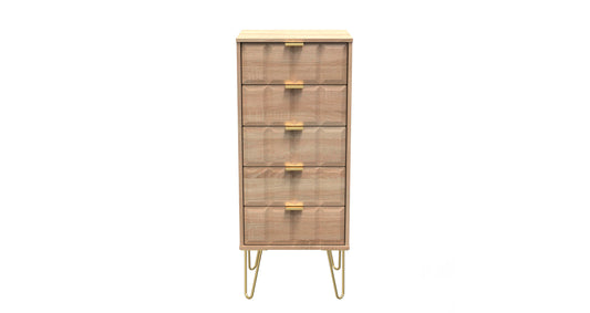 Cube Tall Tallboy Oak 5 Drawers 109cm