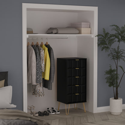 Cube Tall Tallboy Black 5 Drawers 109cm