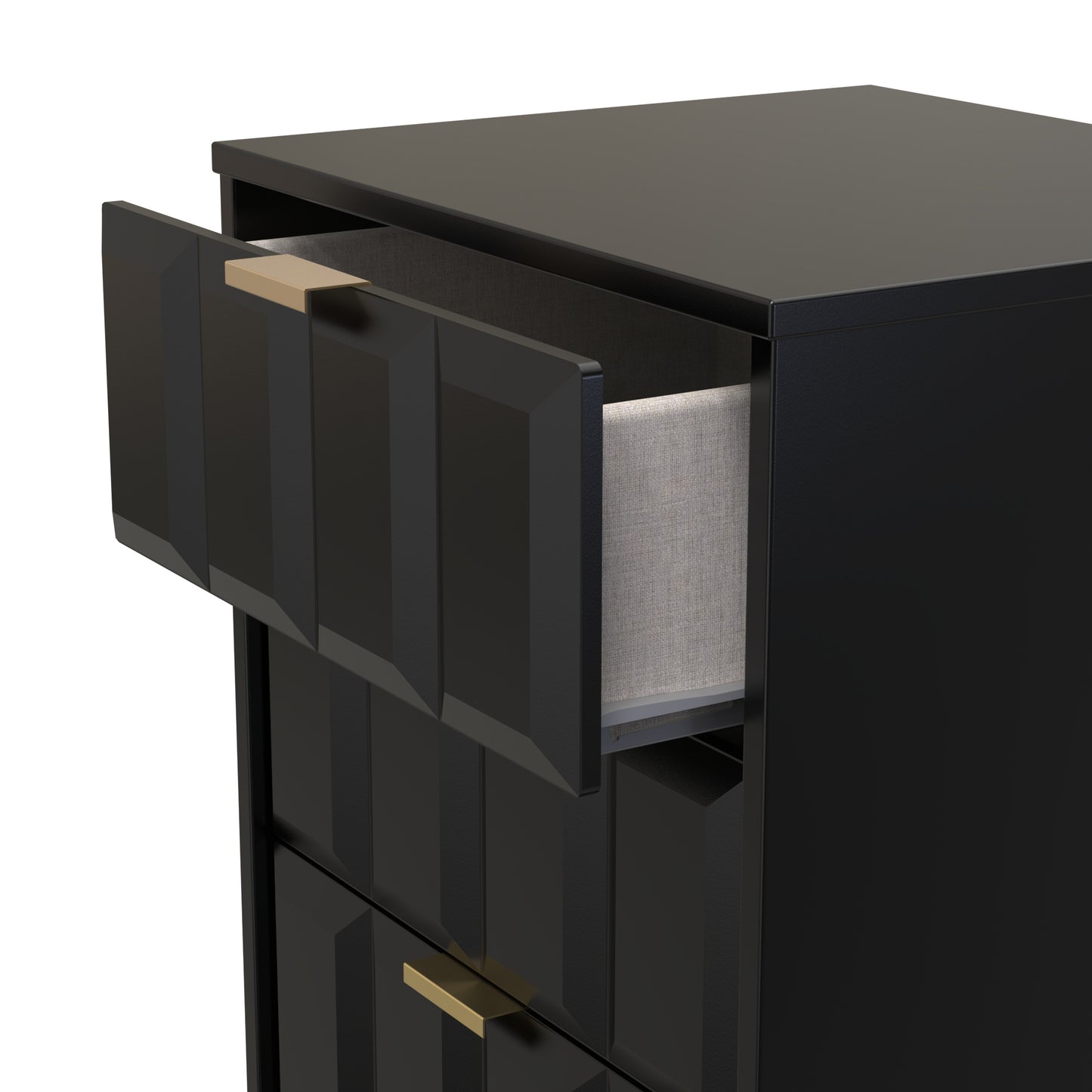 Cube Tall Tallboy Black 5 Drawers 109cm