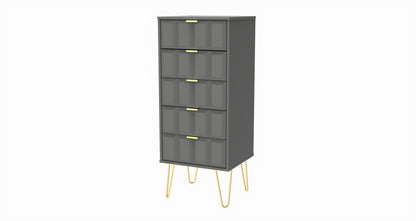 Cube Tall Tallboy Grey 5 Drawers 109cm