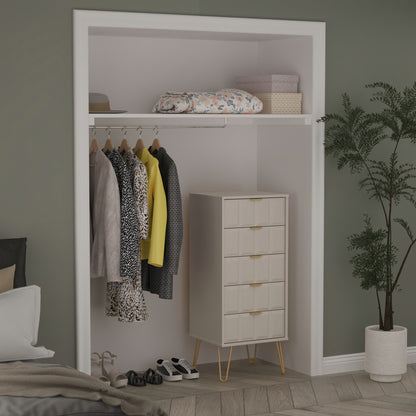 Cube Tall Tallboy Off-White 5 Drawers 109cm