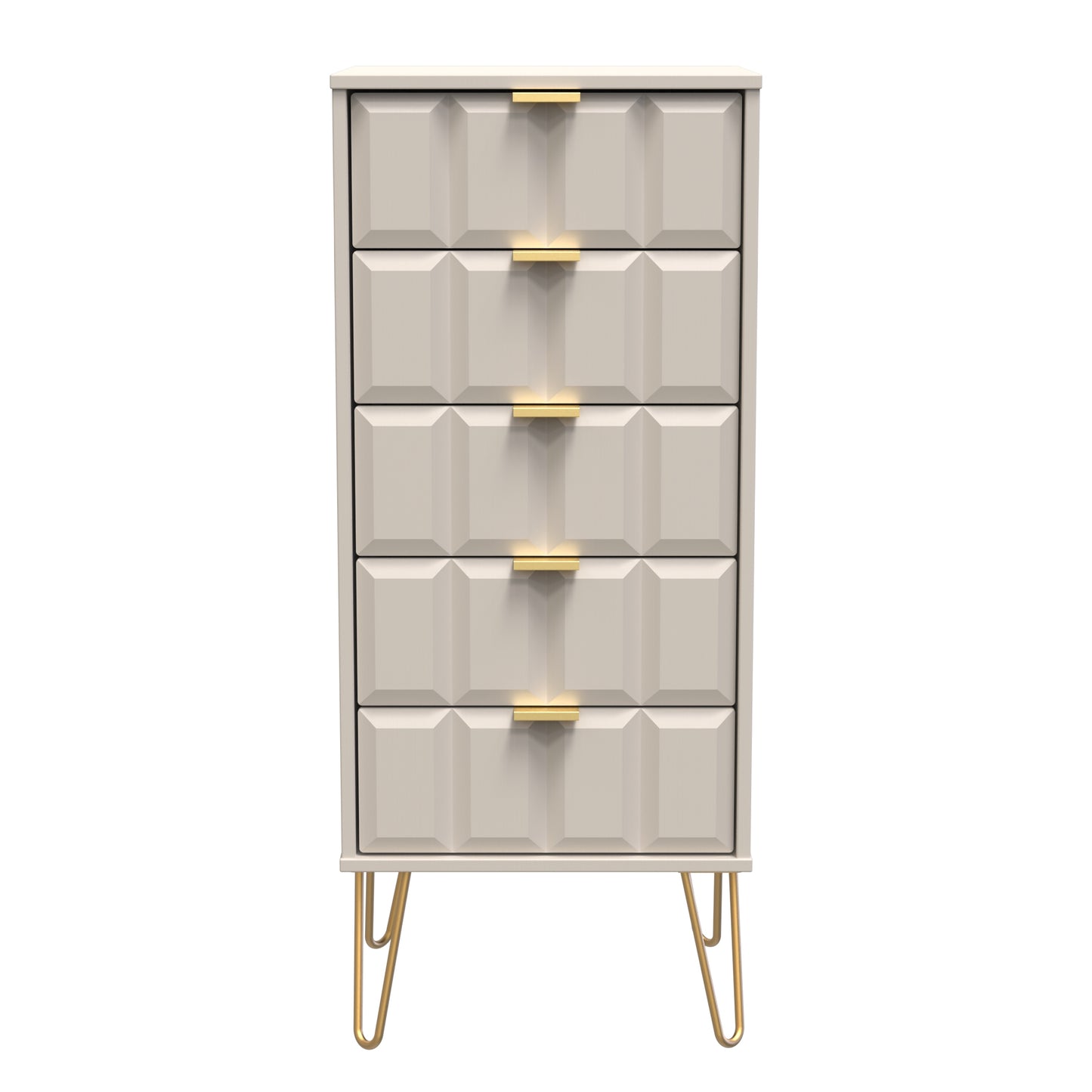 Cube Tall Tallboy Off-White 5 Drawers 109cm