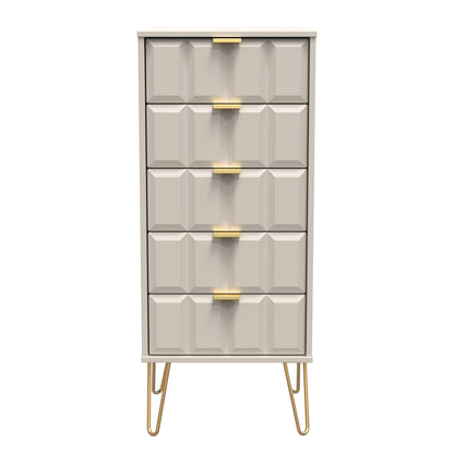 Cube Tall Tallboy Off-White 5 Drawers 109cm