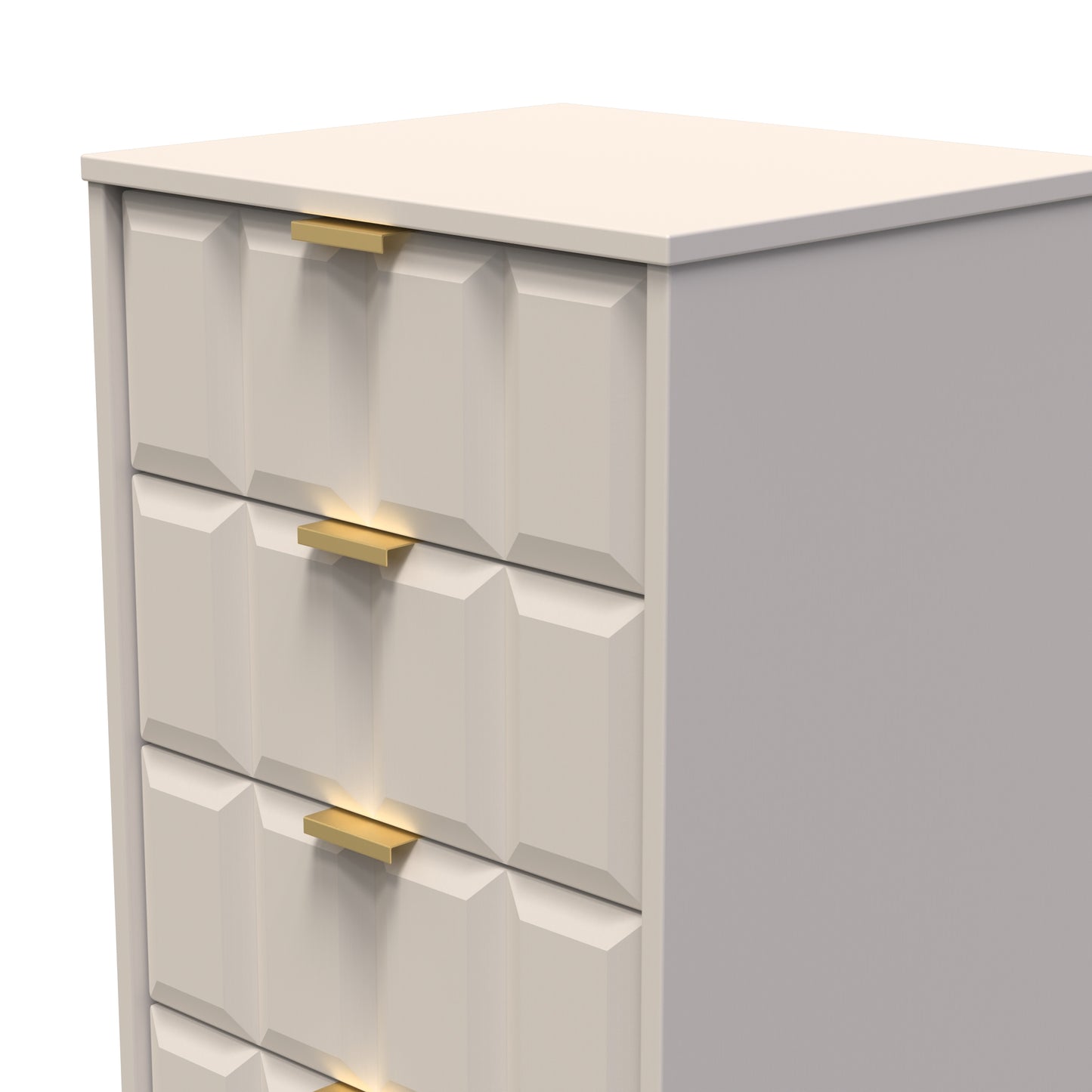 Cube Tall Tallboy Off-White 5 Drawers 109cm