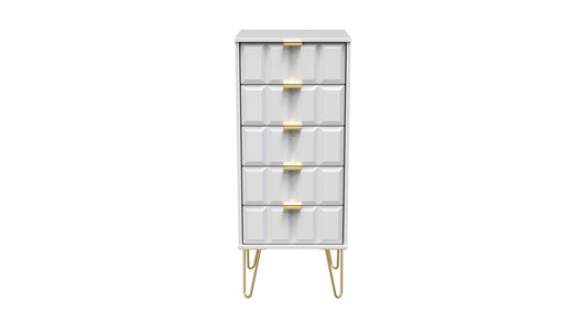 Cube Tall Tallboy White 5 Drawers 109cm