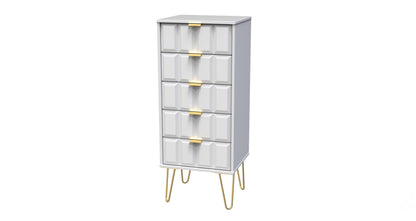 Cube Tall Tallboy White 5 Drawers 109cm
