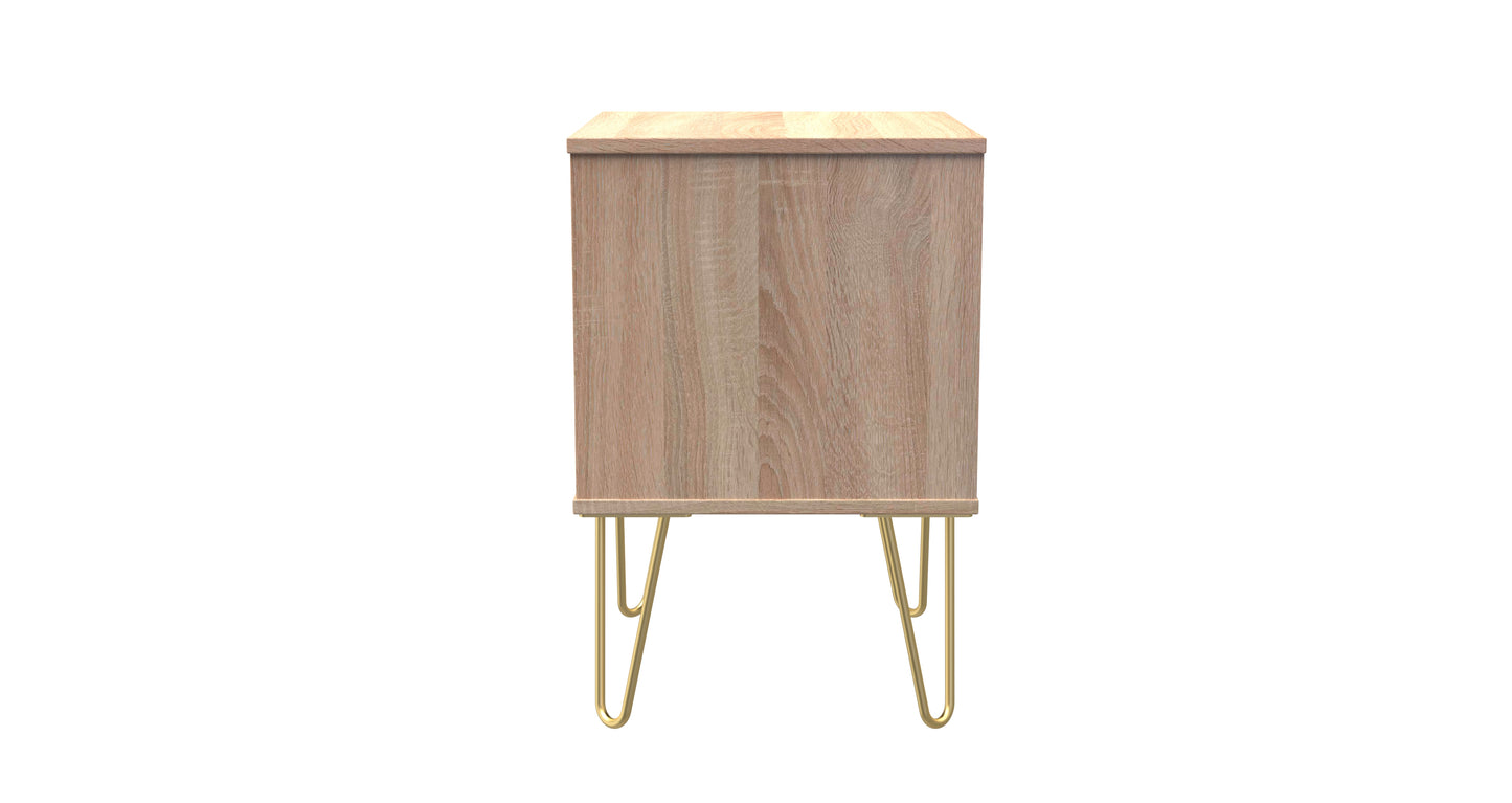 Cube Bedside Table Oak 2 Drawers 60cm