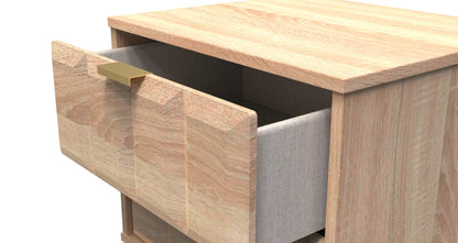 Cube Bedside Table Oak 2 Drawers 60cm