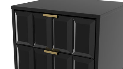 Cube Bedside Table Black 2 Drawers 60cm